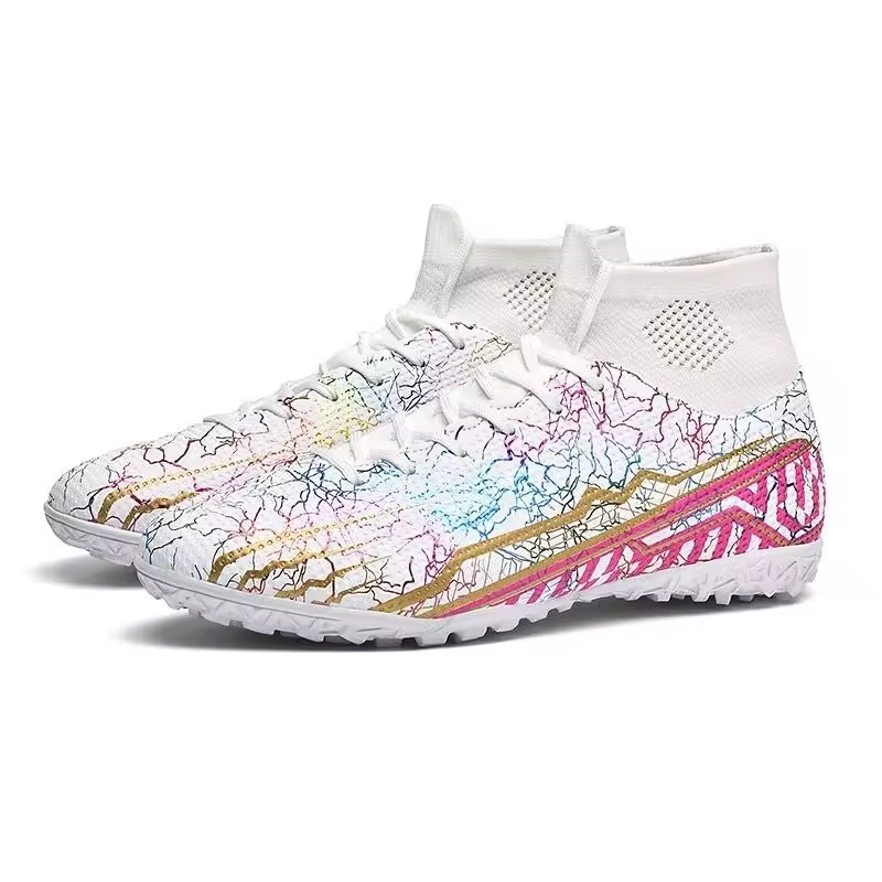 Adults Fashion Digital Printing Football Soccer Shoes Turf Non-slip Spikes High-top Lightweight Shock Absorbing Summer/WinterReorder rate 22%