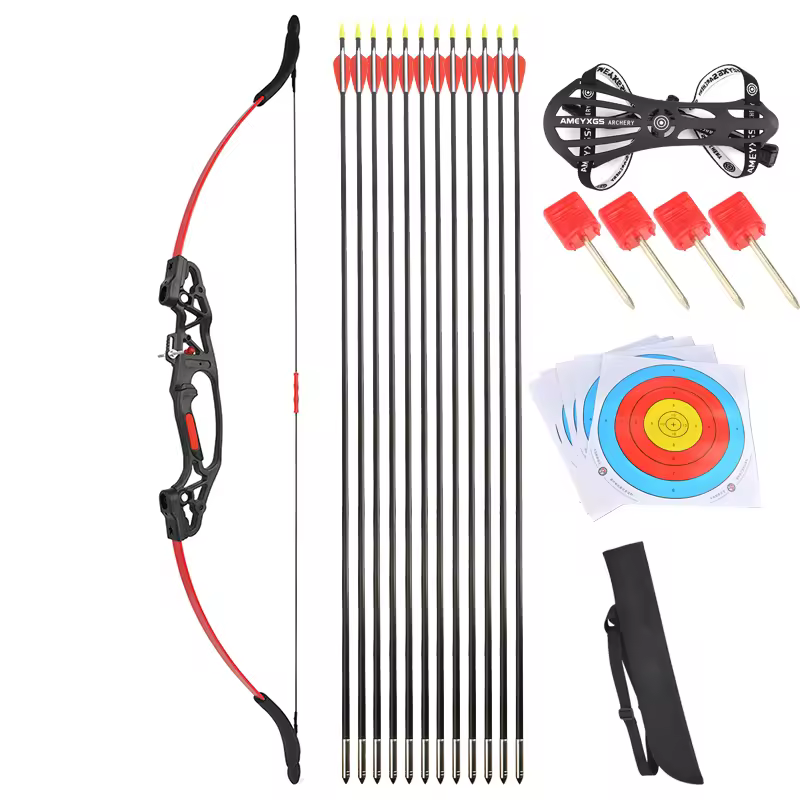 Archery Bow and Arrow Set Archery Beginner Recurve Bow Set With 12 Arrows 5 Target Face for Kids Youths Teens Practice ShootingReorder rate 22%