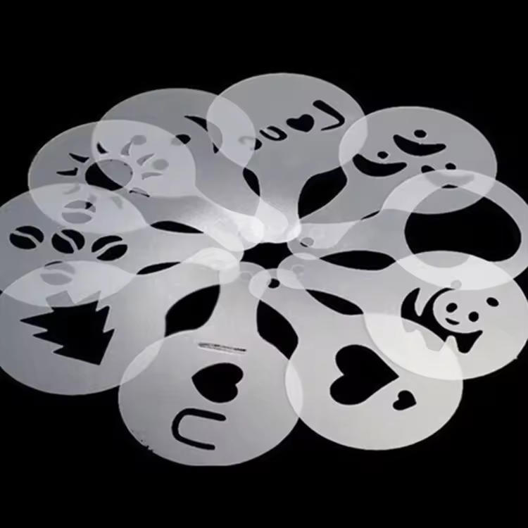Barista Accessories 16pcs/set Coffee Printing Stencil Art Stencils Spray Cake Duster Templates Cake Coffee Decoration Mold