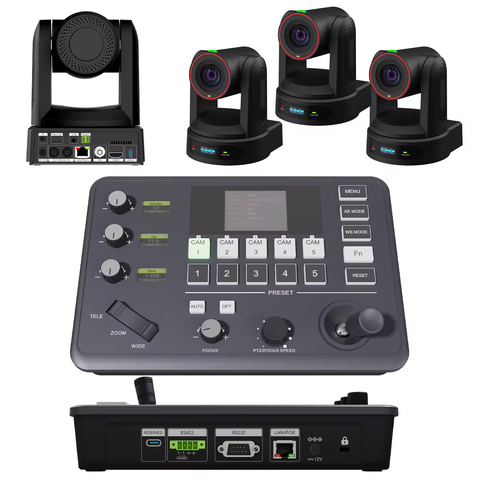 certified 4PCS Camera + Controller 10/20/30x Zoom NDI PTZ Conference Camera Ptz Streaming Camera for Church Ptz Camera Ndi