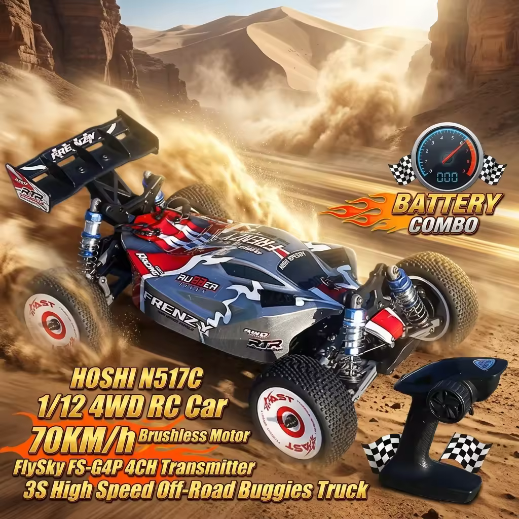 certified HOSHI N517C 1/12 4WD RC Car 70KM/h Brushless Motor 45A ESC FlySky FS-G4P 4CH Transmitter 3S High Speed Off-Road Buggies TruckPKR 6,298 off shippingDelivery by 02 Dec