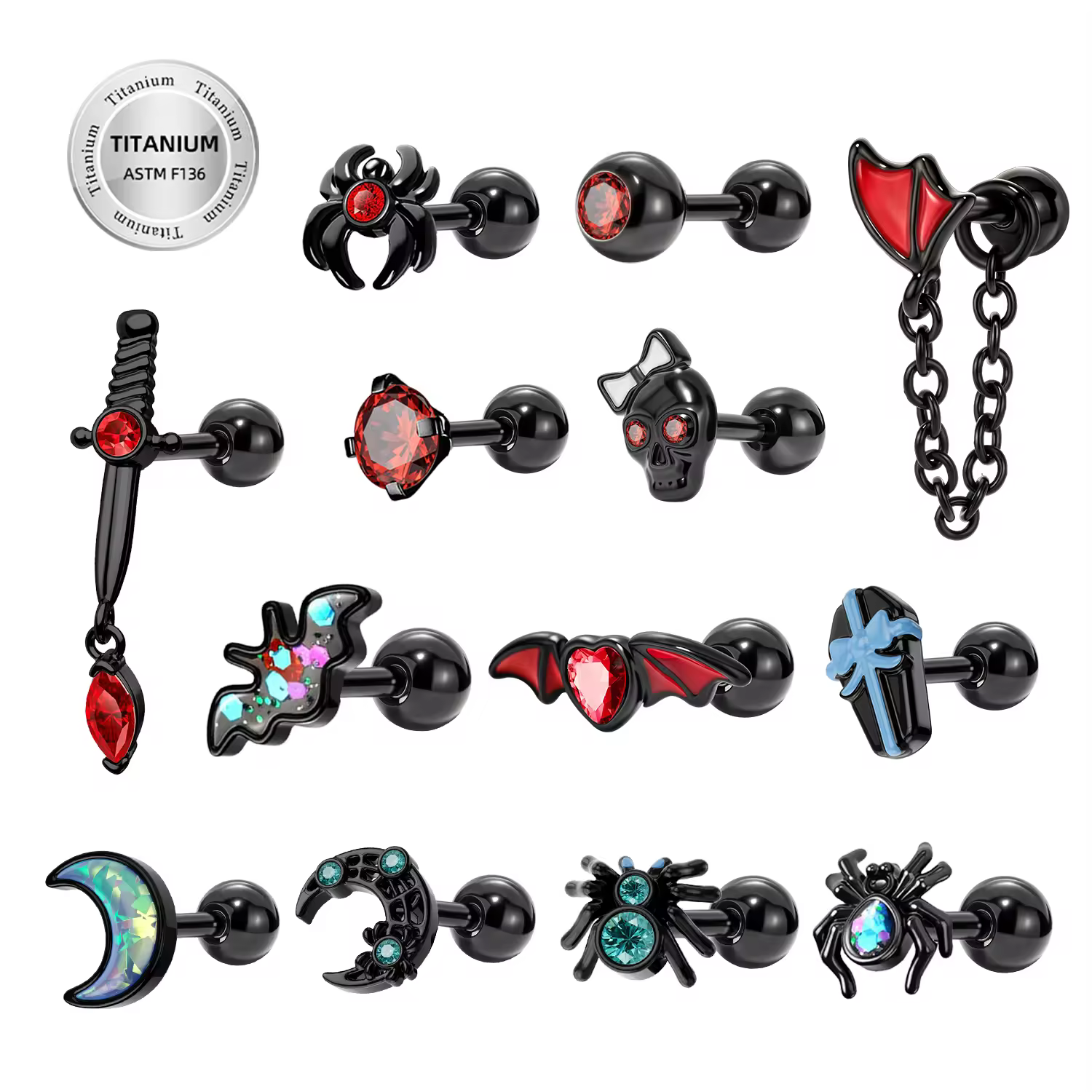 certified2025 Spider Web Cartilage Earring Funny Punk Stud Earring Hip Hop Goth Halloween Piercing Earring Accessories JewelryReorder rate 38%