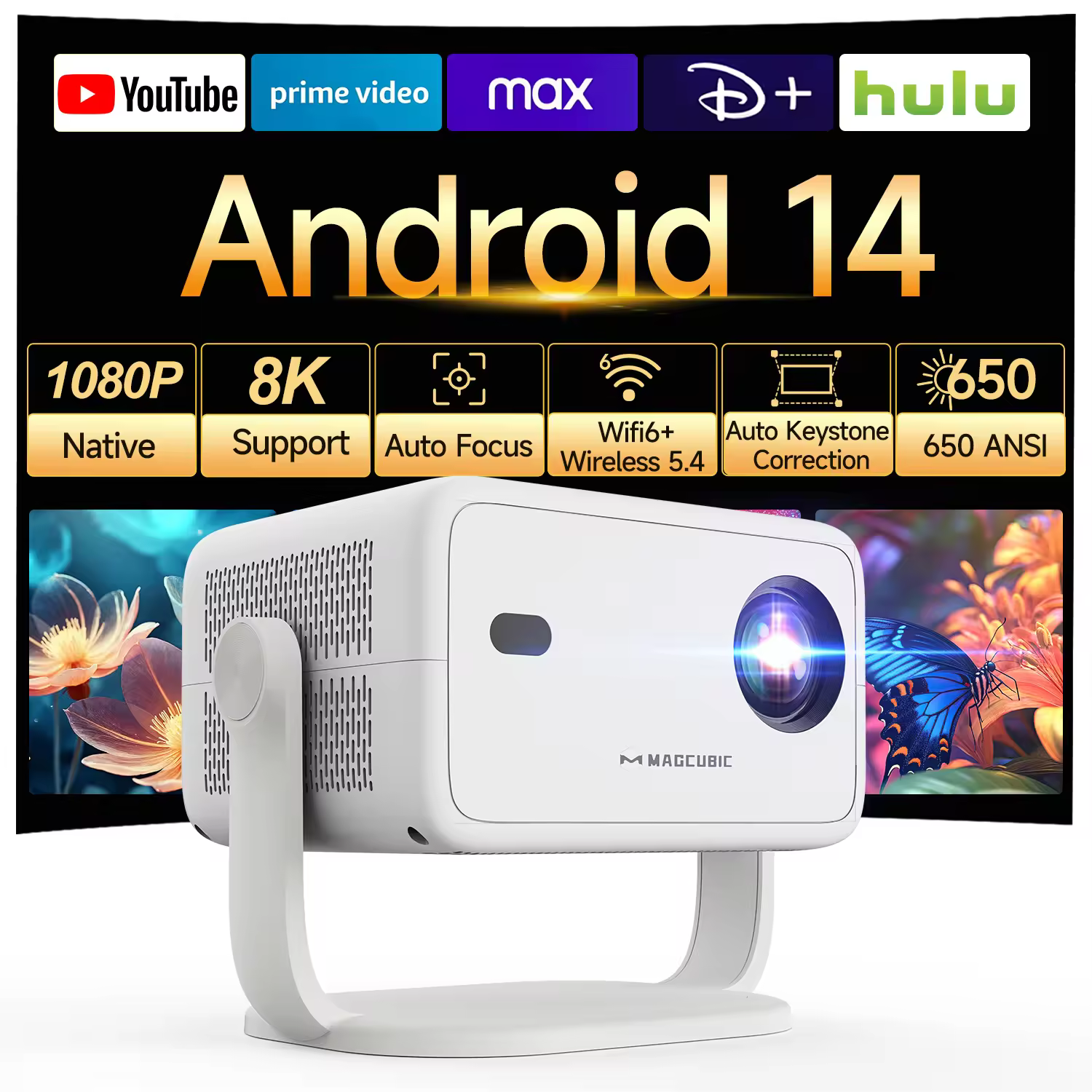 certifiedFor L018 1080P 8K Supported LED Projector 650 ANSI Android 14 Built-In Speakers WiFi Portable Home TheaterPKR 6,298 off shipping180-day lowest pricesDelivery by 02 DecReorder rate 22%