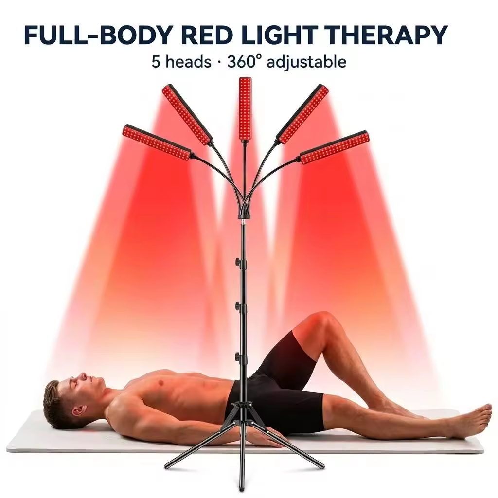 certifiedOEM 5-Head LED Red Light Therapy 660nm 850nm LED Standing Lamp Muscle Relief Full Body Red Light Therapy