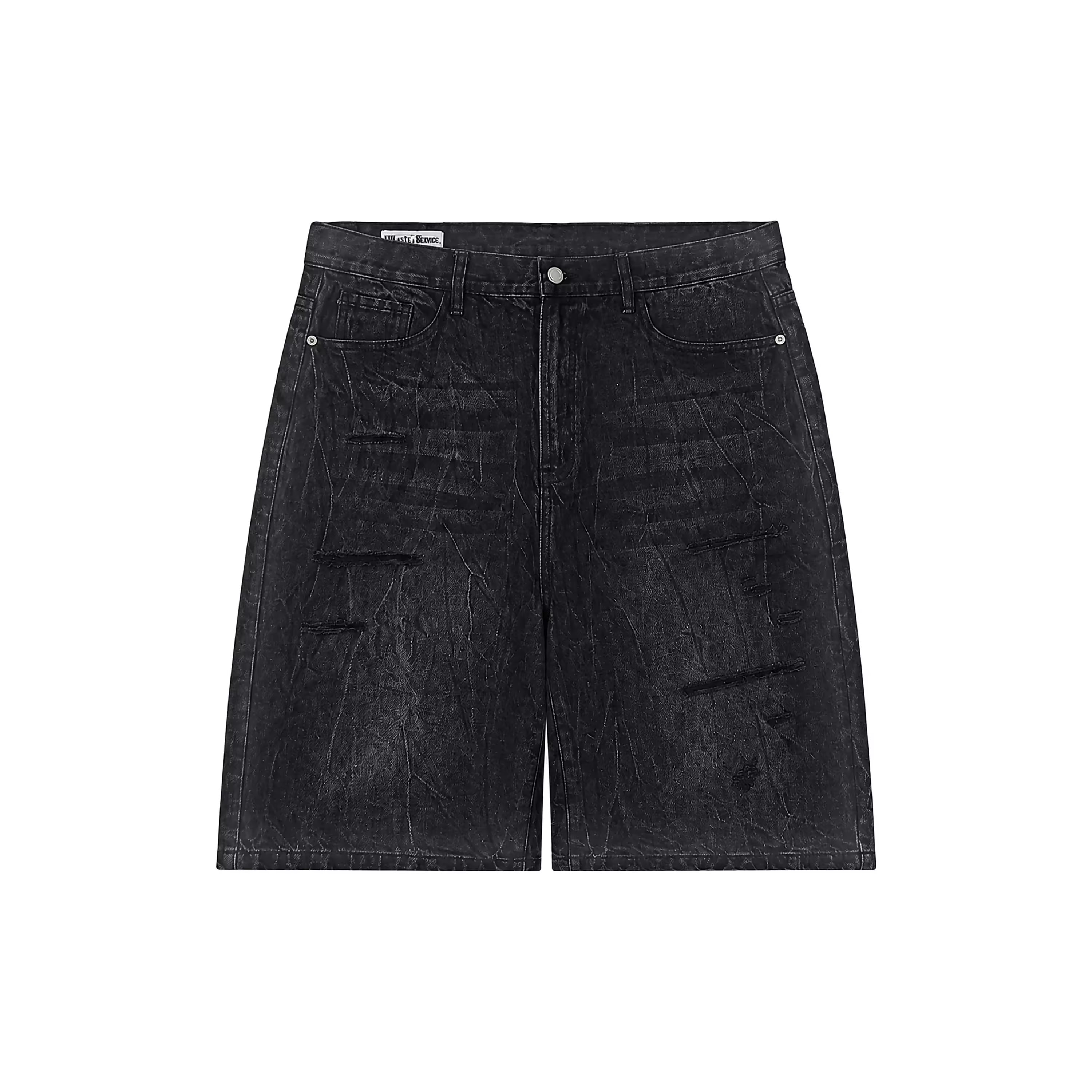 Custom Jorts Factory Mengdiqiu Men's Shorts Heavy Enzyme Wash Washed Black Denim Shorts Relaxed Fit Knee Length Five PocketReorder rate 37%