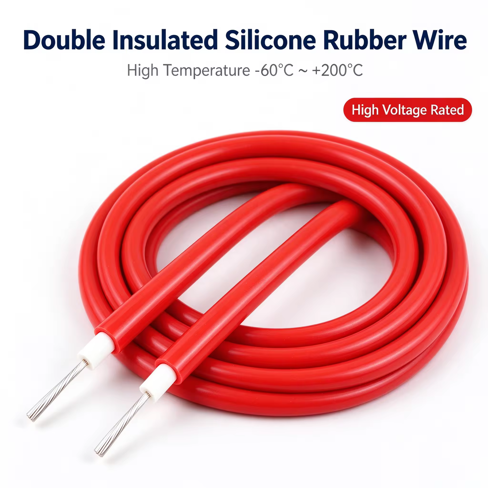 Double Insulated High Temperature Silicone Rubber Wire 10KV Rated Tinned Copper Flexible Cable for Oven Appliance Motor Lead OEM