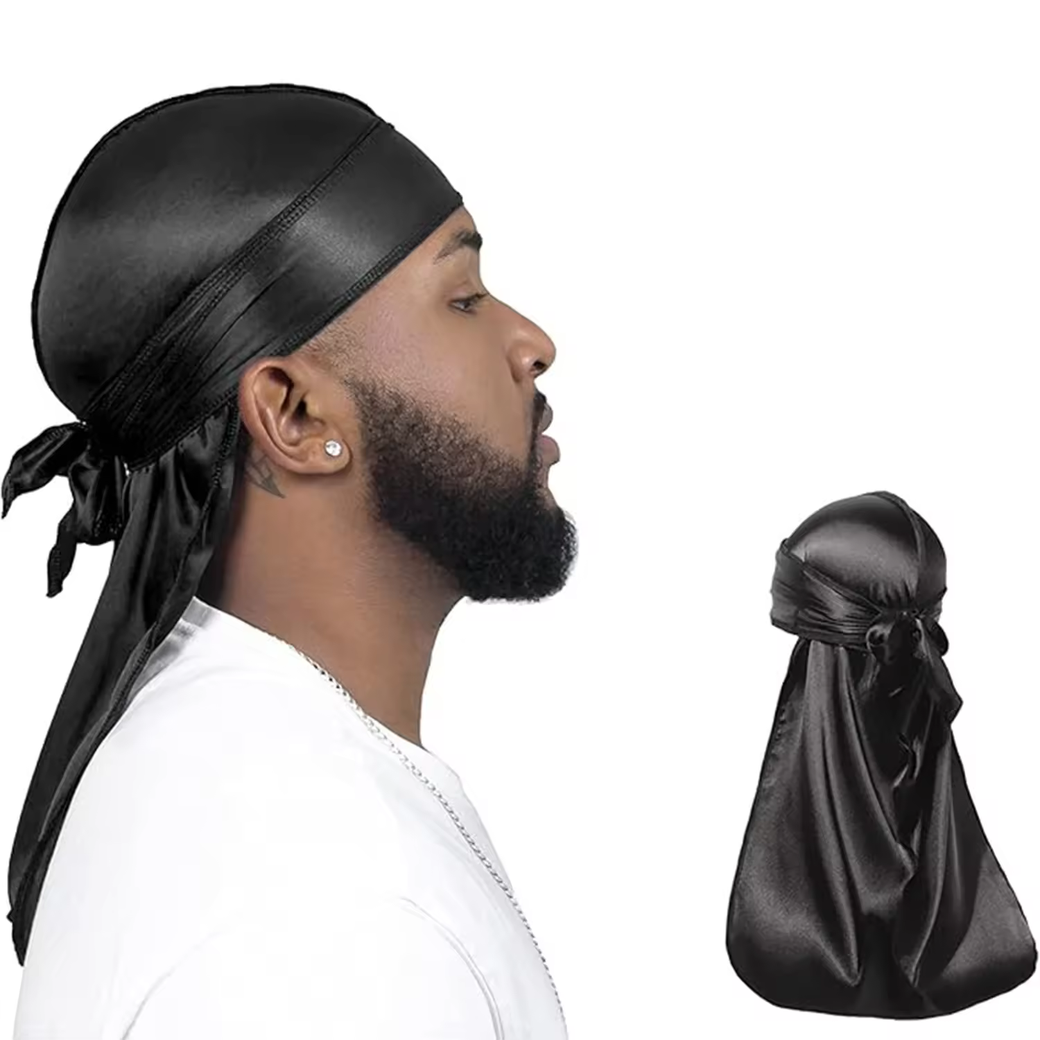 Europe United States Hot Simulated Silk Long Tail Pirate Hat Turban Durag Factory Direct Scarf Four Seasons Versatile MonochromeReorder rate 50%