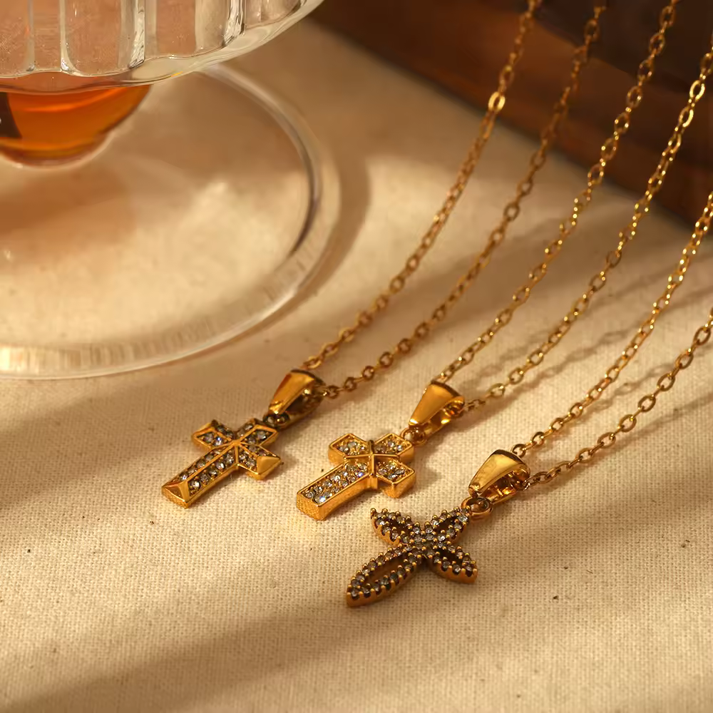 Fashion Popular Full Stones Cross Necklace Tarnish Real Gold Plated Stainless Steel Necklace for Women Jewelry AccessoriesPKR 6,298 off shipping180-day lowest pricesDelivery by 18 DecReorder rate 35%
