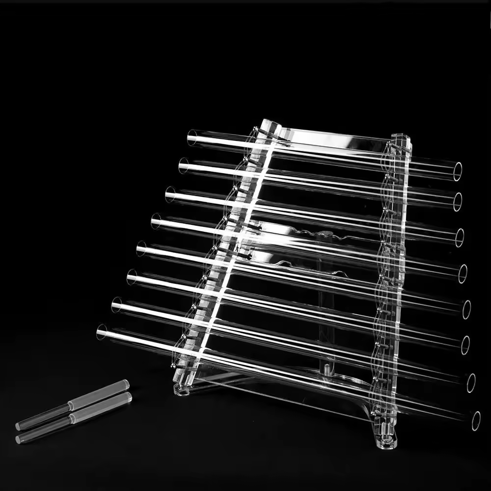 Feng Shui Style Crystal Singing Harp with Stand Chakra Notes in 432hz 440hz Made of Glass Quartz Material Musical Instrument
