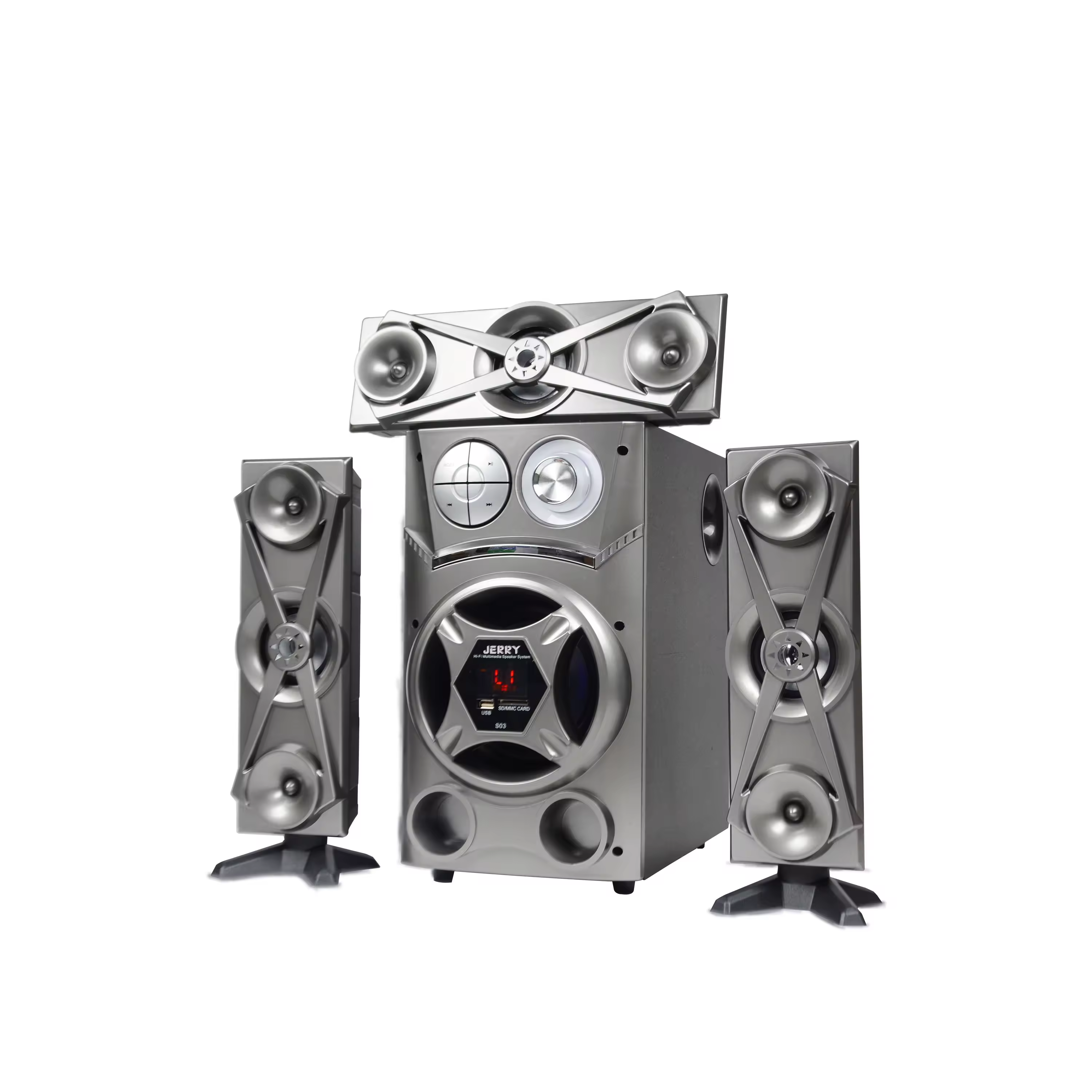 For Home Audio Surround Sound System 3.1 with 4 Speakers USB Interface Wood Material Amplifier JR-S03