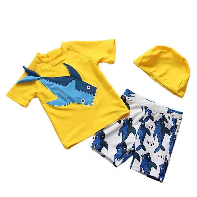 Hot Sale Two-Piece Kids Swimwear Cartoon Shark Beachwear Costume with Front Logo for BoysPKR 6,298 off shippingDelivery by 22 Dec