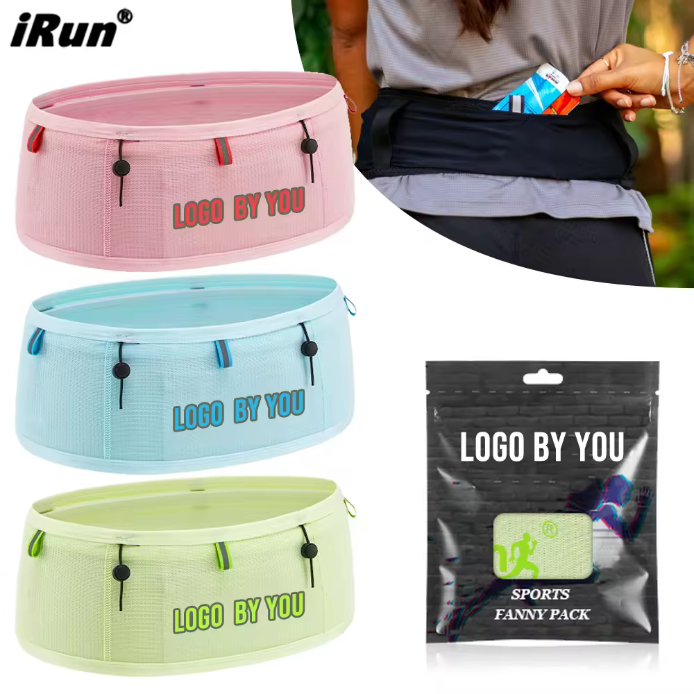 IRun Customized Logo Sports Stretch Running Belt Lightweight Elastic 360°All-Around Storage Waist Pack For Outdoor SportsReorder rate 30%