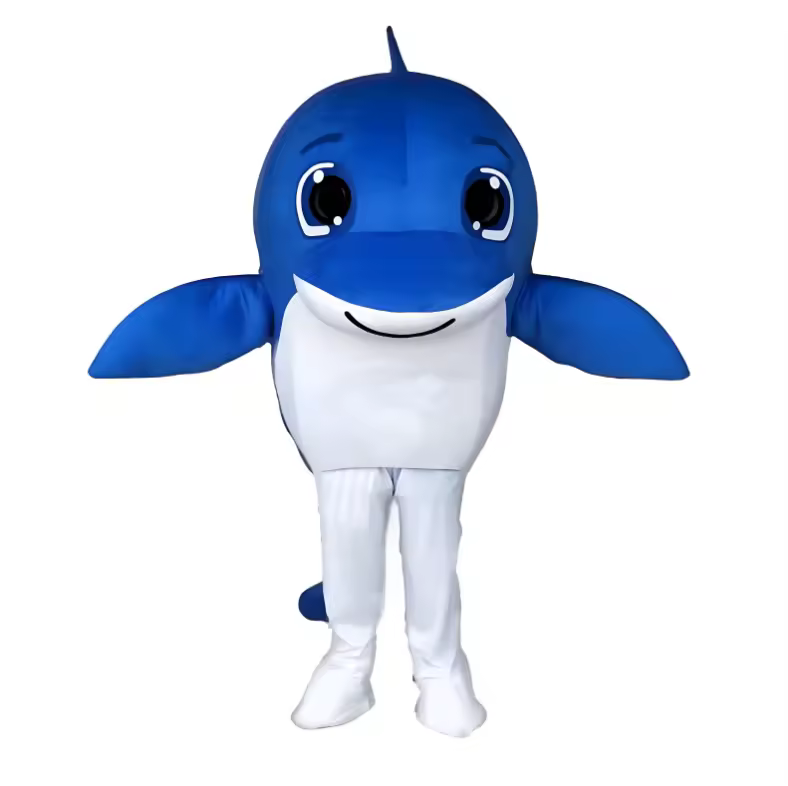 Kinqee Customized Plush Shark Mascot Costume Printing Logo Cosplay Funny Shark CostumeReorder rate 33%