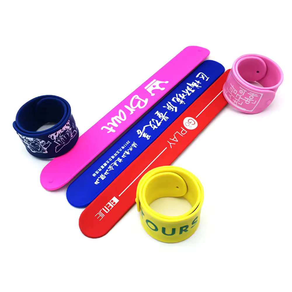 Manufacturer Custom Rubber Snap Wristband logo Printing Eco-friendly Silicone Slap Bracelet for PromotionReorder rate 29%