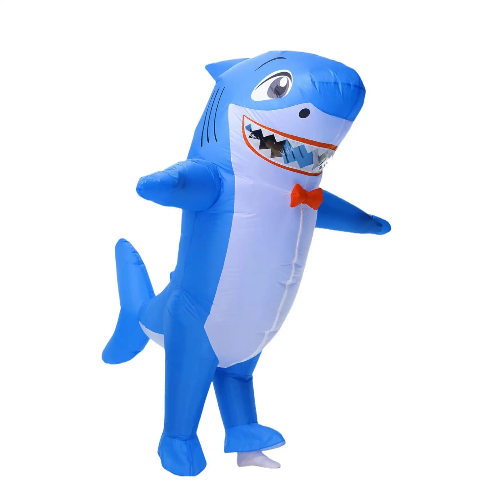 100% Polyester Adults Inflatable Shark Mascot Costume Unisex Easy Setup for Halloween Birthday Gift Cosplay PartyReorder rate 22%