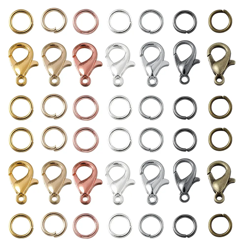 1000pcs Set of Alloy Lobster Clasps Open Jump Rings for Jewelry Making Bracelet Necklace Connectors Car Buckle DIY Kit Wholesale