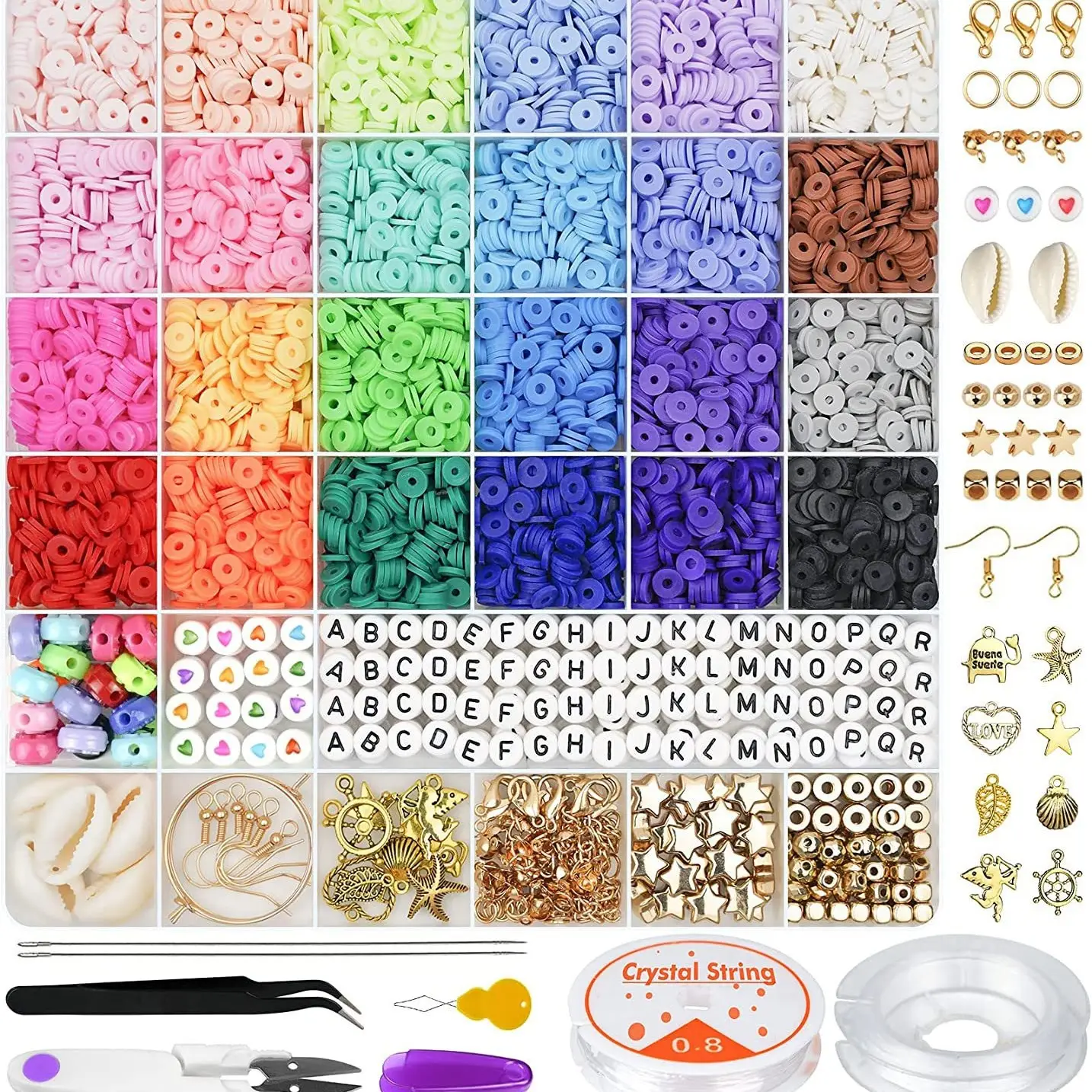 6000 Pcs Clay Beads for Bracelet Making 24 Colors Flat Preppy Beads Heishi Beads With Charms for Jewelry Making Crafts GiftsPKR 6,298 off shippingDelivery by 23 Dec
