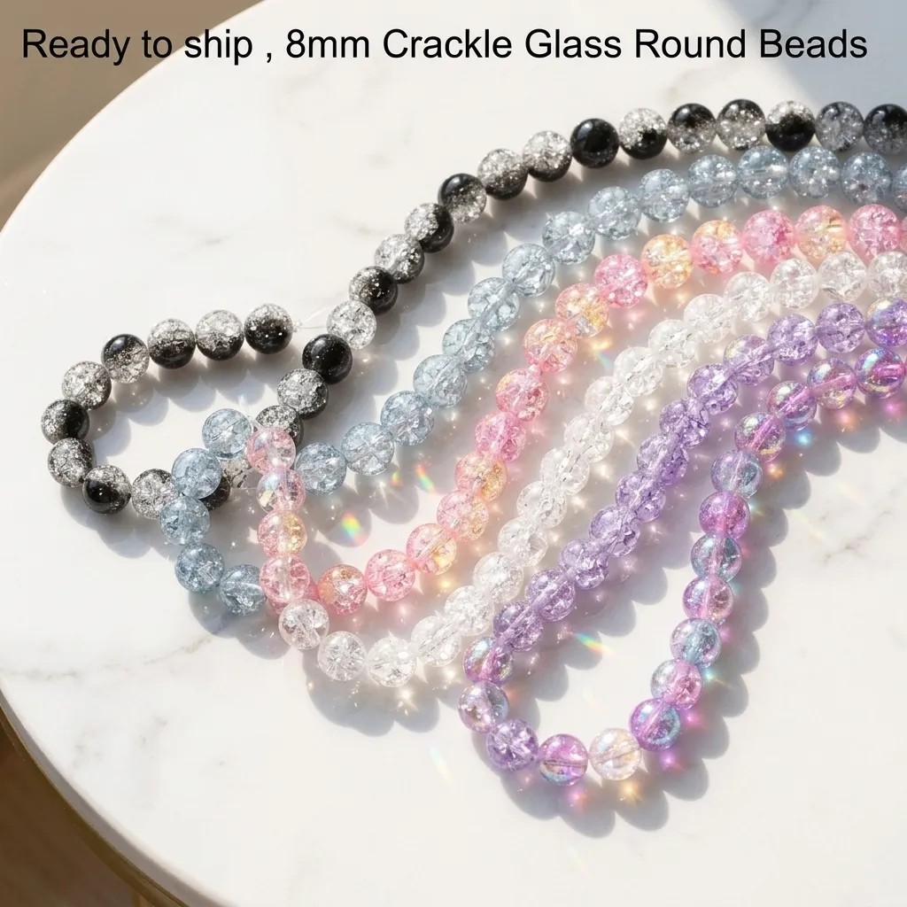 8mm Fashionable pink Blue in Two Tone Crystal Burst Beads Purple Crackle Glass Beads for Charming Bracelet MakingPKR 6,298 off shippingDelivery by 18 DecReorder rate 16%