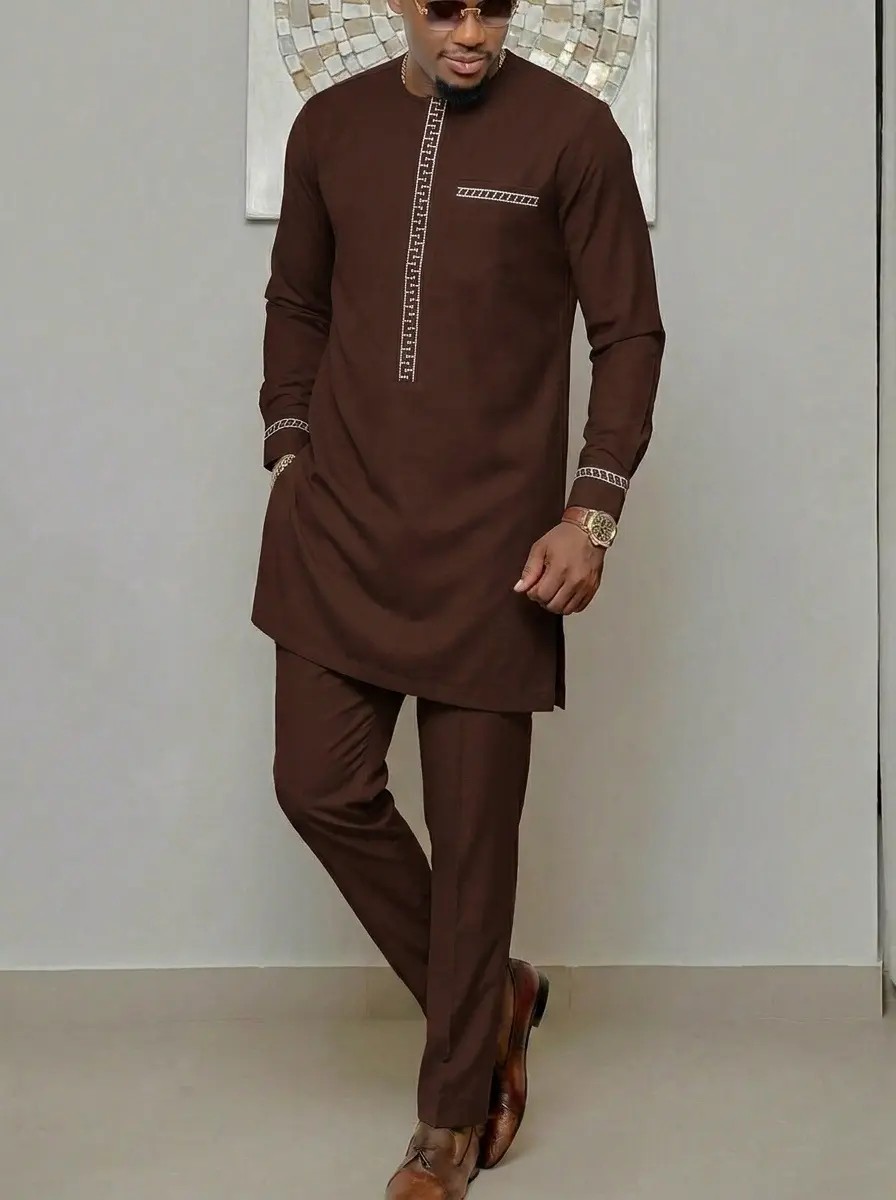 African Men's Traditional Wear Plus Size Winter Formal Long Sleeve Embroidered 2-Piece Suit Kaftan Ethnic StylePKR 6,298 off shippingDelivery by 23 Dec