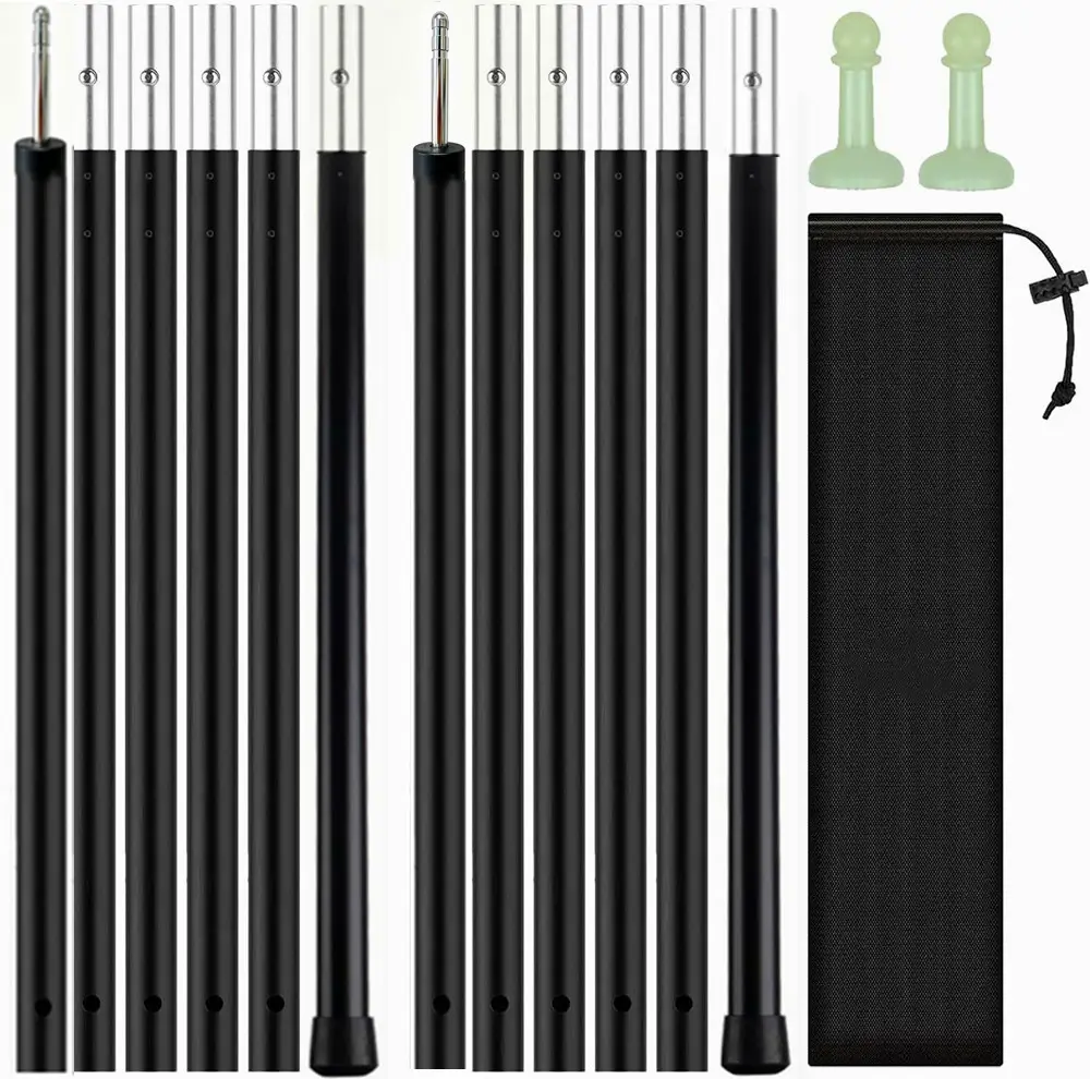 Aluminum Alloy 6061 Tent Poles Camping Tarps Adjustable 80in (203cm) 2 Packs Lightweight Flexible Diameter 22MM Thickness