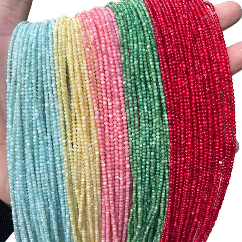 Angqi Enhanced Various Colors Natural Freshwater Shell Bone & Coral Beads 2mm Small Round for Jewelry MakingReorder rate 23%