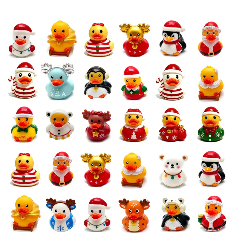 Bath Toys Christmas Resin Duck Santa Claus Reindeer Polar Bear Penguin Bath Toy Floating Rubber Duck