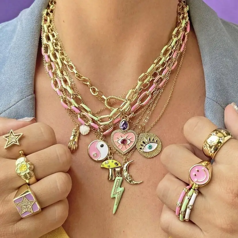 BD-A2458 Mazing Fashion Gold Plated Chain Pendant Necklace,eye Heart Pendant Necklace JewelryReorder rate 26%