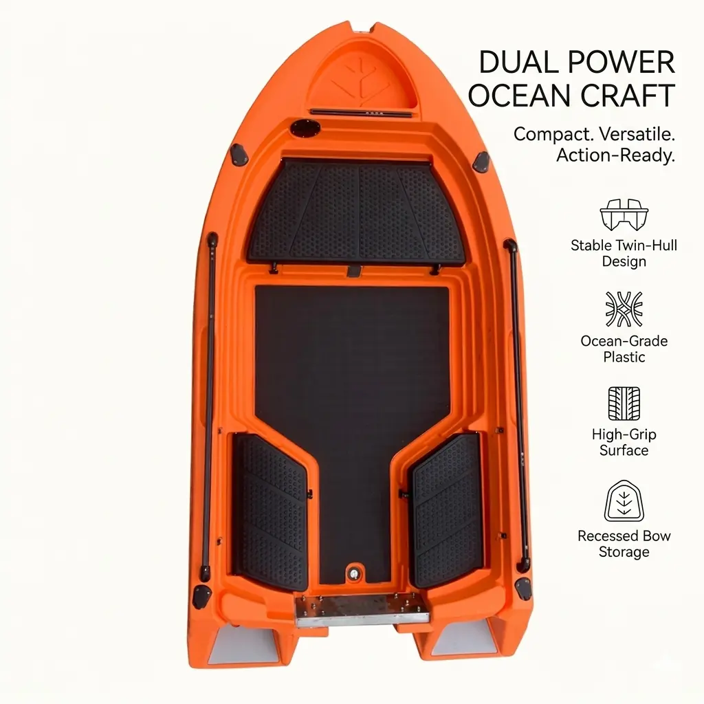 Bestselling Twin Hull Mini Jet Boat Double Engine 10ft Catamaran Polyethylene High Grip Deck 300kg Capacity Watercraft
