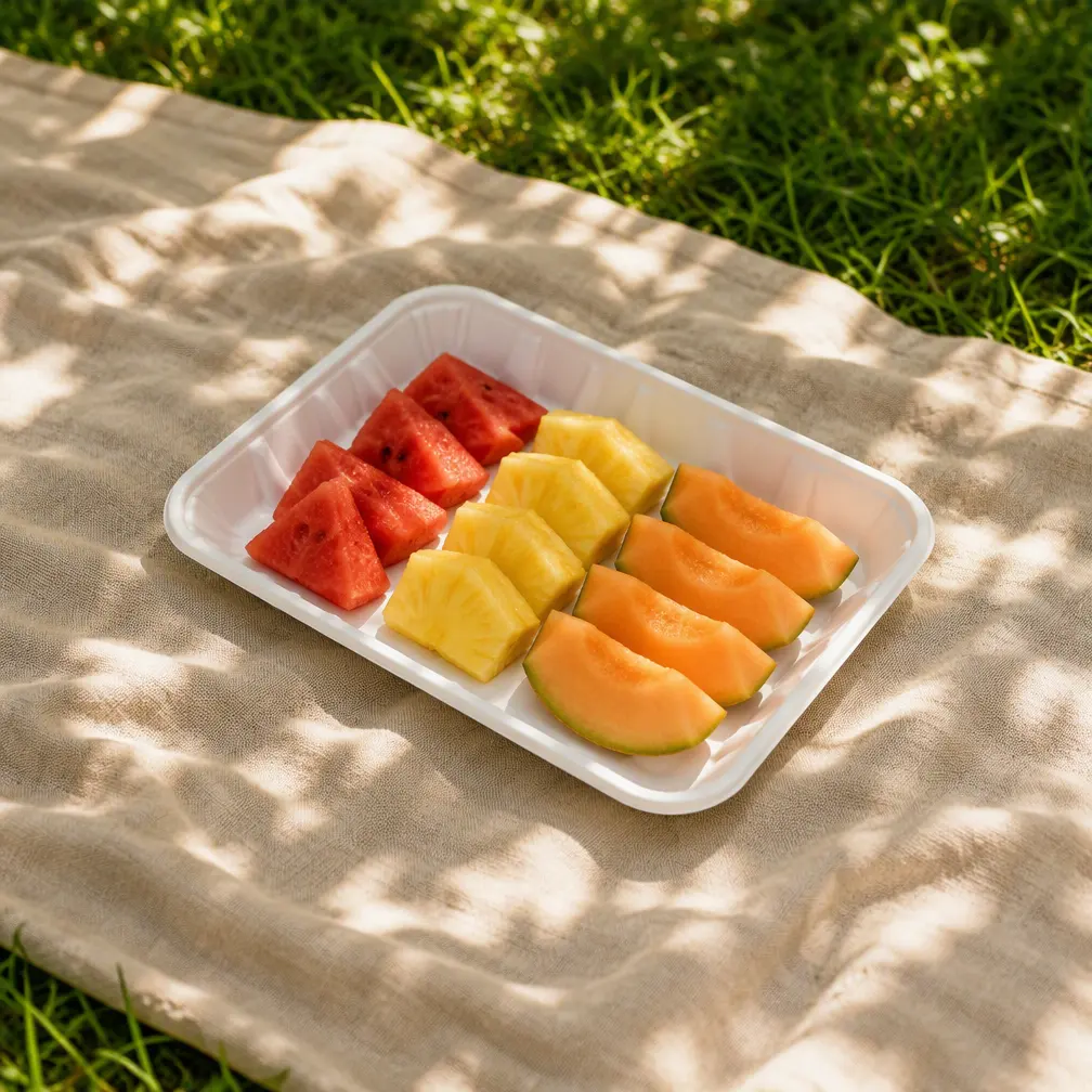 Biodegradable Disposable Compartment Vegetable and Fruit Bagasse Food Tray