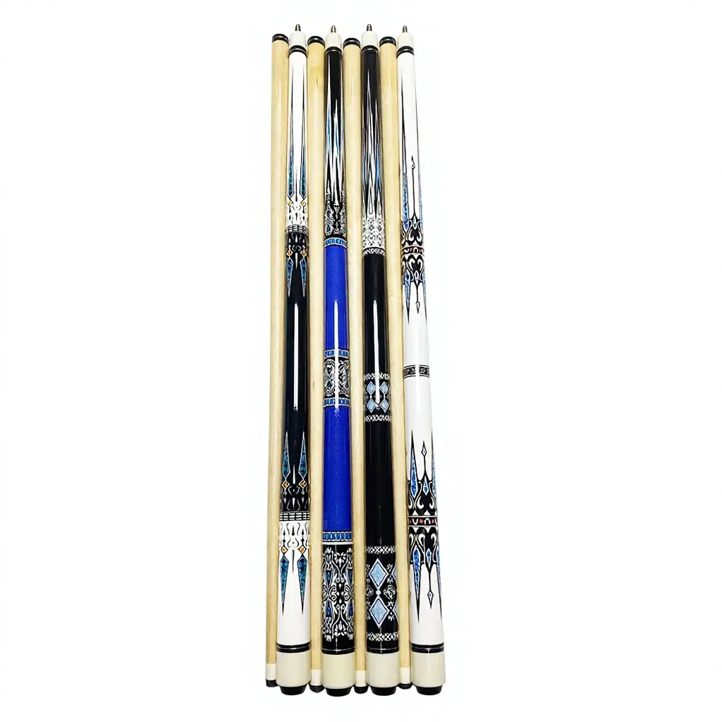 Carbon Fiber Billiard Cue Birch Pool Cue with Blue Pattern for Game Room Use