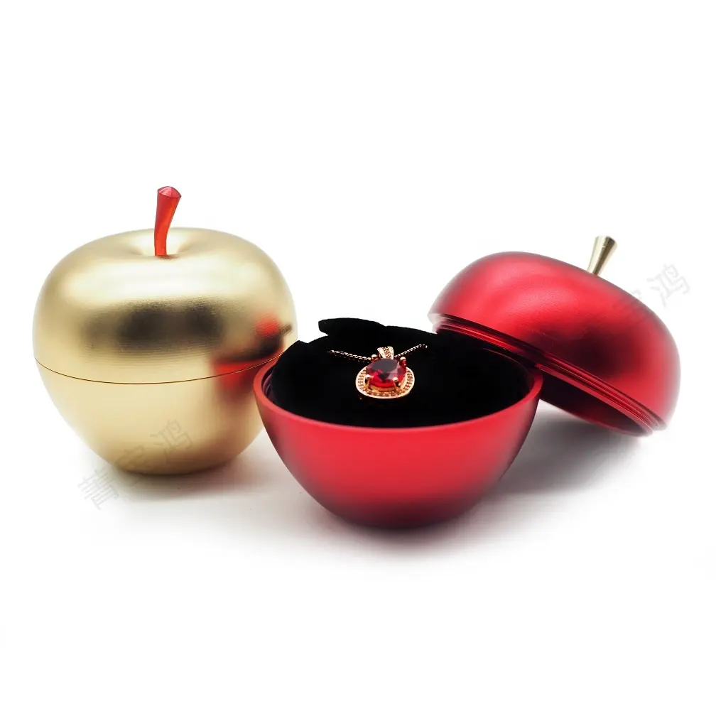 certified Christmas Jewelry Packaging apple Shape Ring Box apple Trinket Box Ring Gift Holder Jewelry Trinket Box
