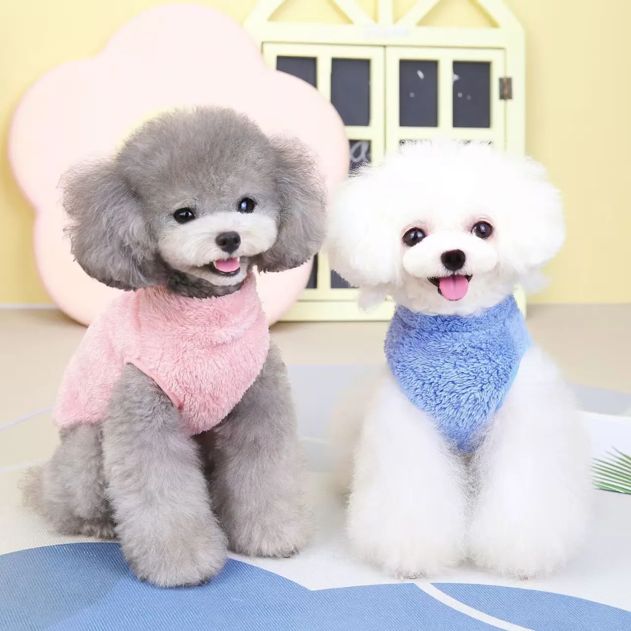 certified Classic Style Soft Fur Pet Vest Dog Jacket Comfortable Warm Puppy Clothing for Spring Solid Color Made of Polyester