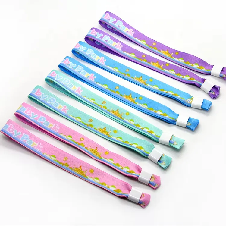 certified Custom Disposable Plain Polyester Elastic Fabric Slap Bracelet Textile Satin Wristbands Woven Wristbands Fabric WristbandReorder rate 17%