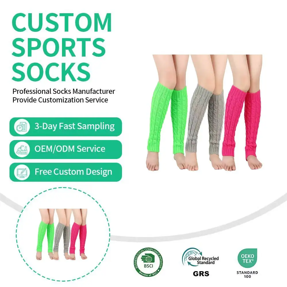 certified Knit Leg Warmers OEM ODM Cable Knit Knee High Leg Sleeves for Dance Yoga Sports Custom Made SocksReorder rate 17%