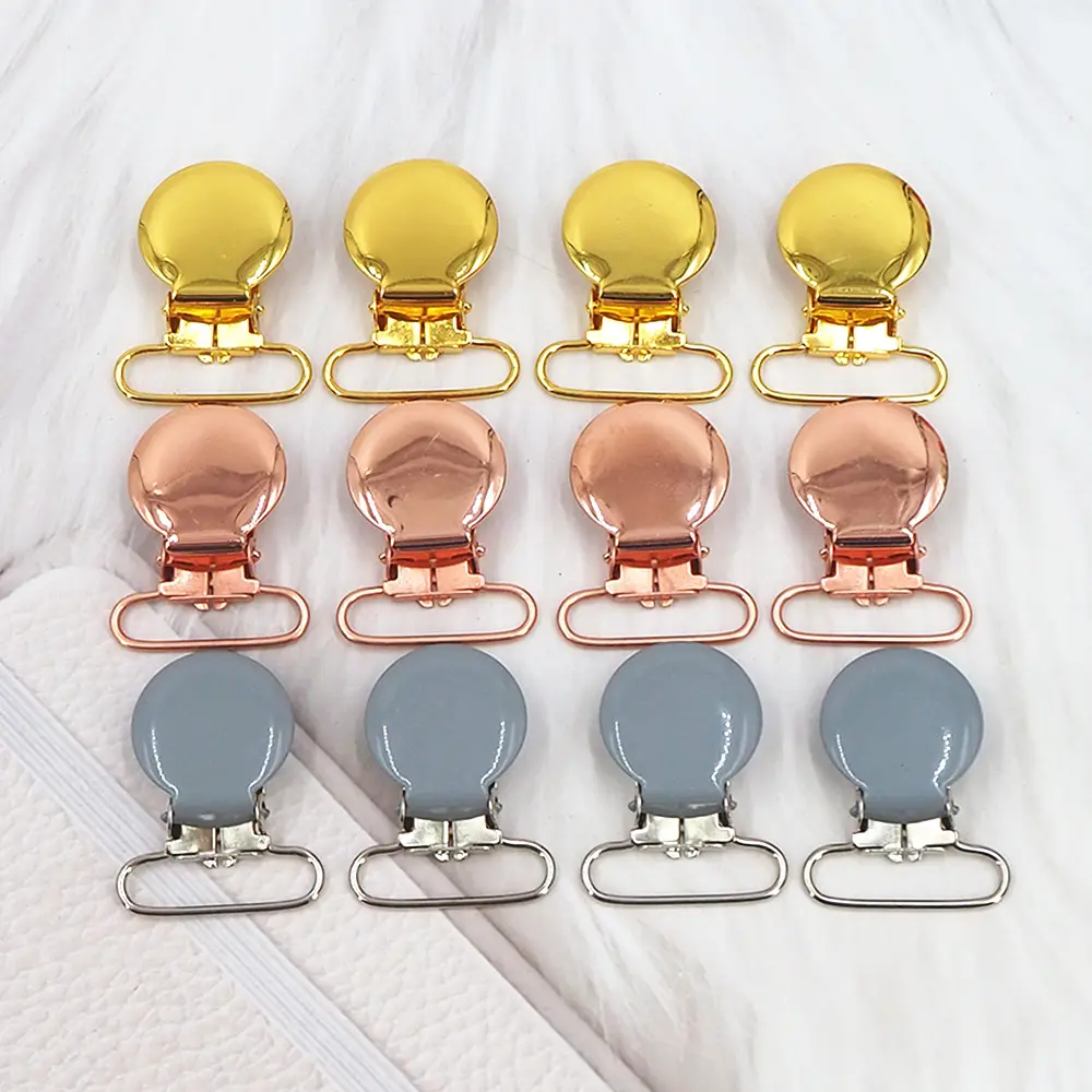 certified New Metal Round Pacifier Suspender Clips Baby Pacifier Holder Crafts With Plastic Insert DIY Pacifier Chain ClipReorder rate 27%