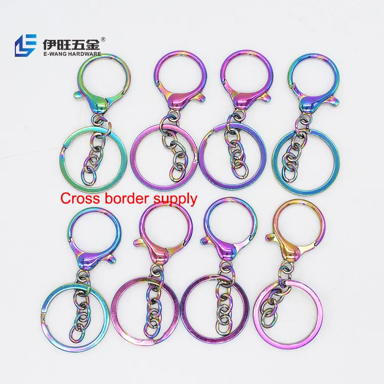 certified YIWANG Color Rainbow Metal Keychains Lobster Clasp Buckle Key Chain Rings for DIY Jewelry Gift