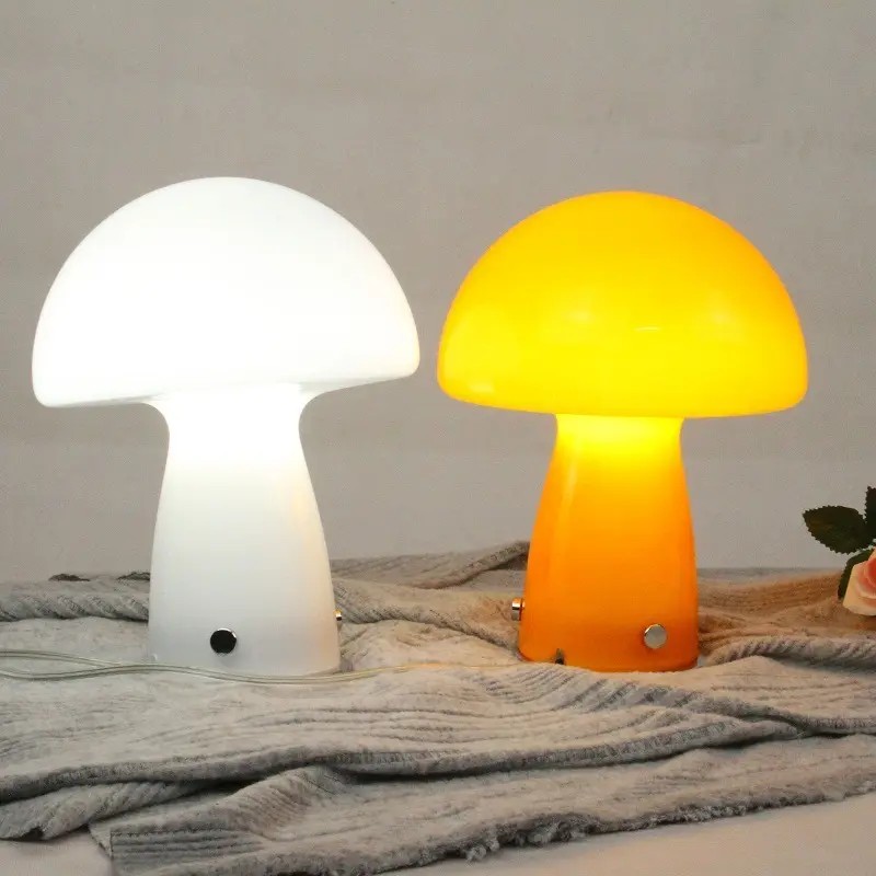 certified2023 Led Crystal Glass Led Mushroom Table Lamp Living Room Decor Baby Table Light Led Night Bedside Desk Lamp Holiday Lighting