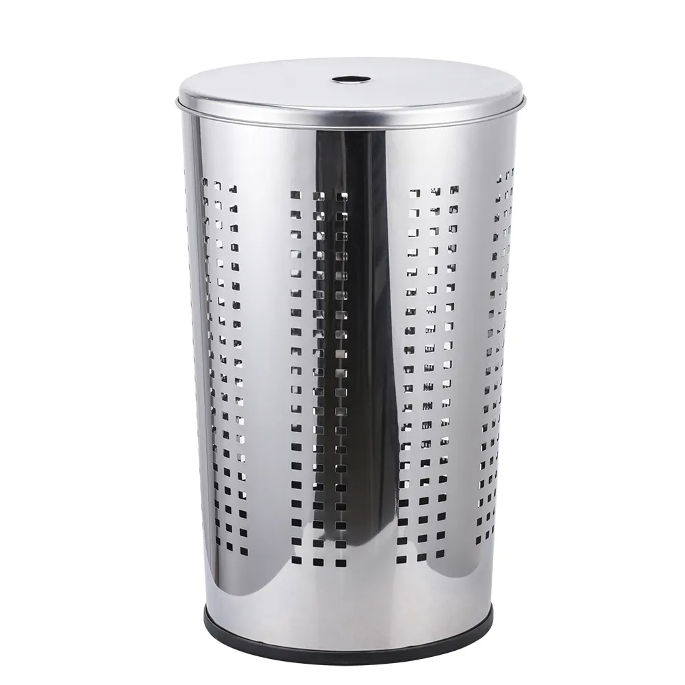 certified42L High Quality Stainless Steel Cloth Metal Laundry Basket Hamper With Cover LB07Reorder rate 44%