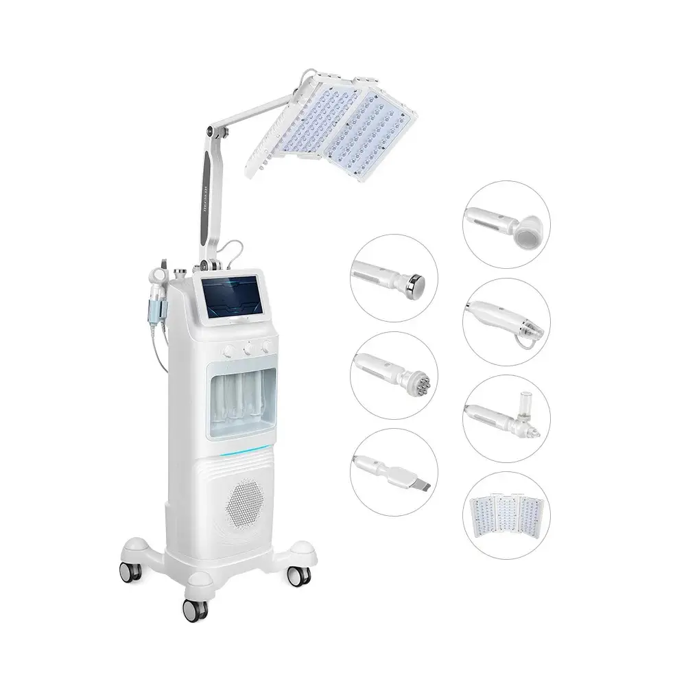 certified8 in 1 LED PDT Visual Suction Pen Hydra Dermabrasion Facial Machine with Skin Detection