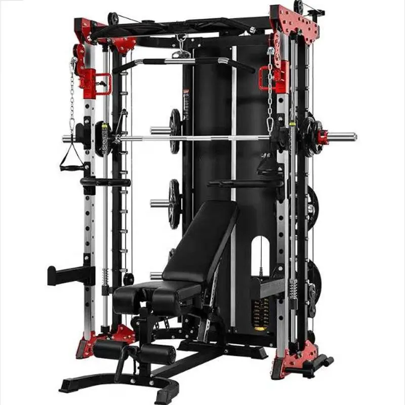 certifiedAll-In-One Multi-Function Home Gym Fitness Station Power Squat Rack Smith Machine Shoulder Chest Leg Press Equipment Workout