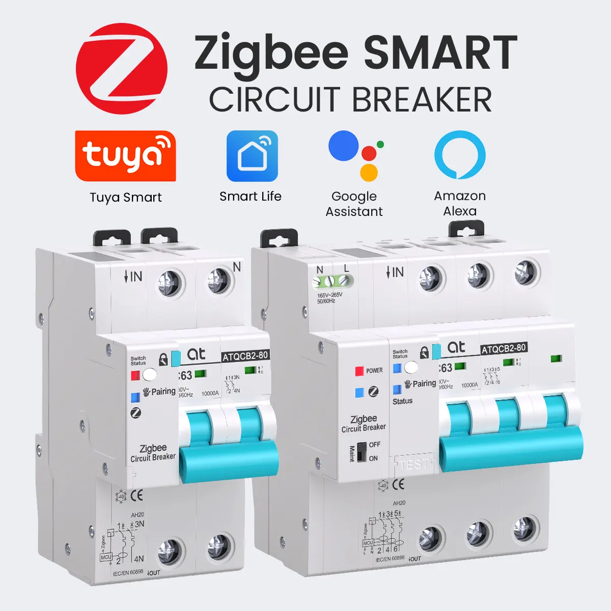 certifiedAT Tuya Smart Zigbee Circuit Breaker With Metering Timer Remote Control Switch Intelligence Mcb By Smart Life APPReorder rate 16%