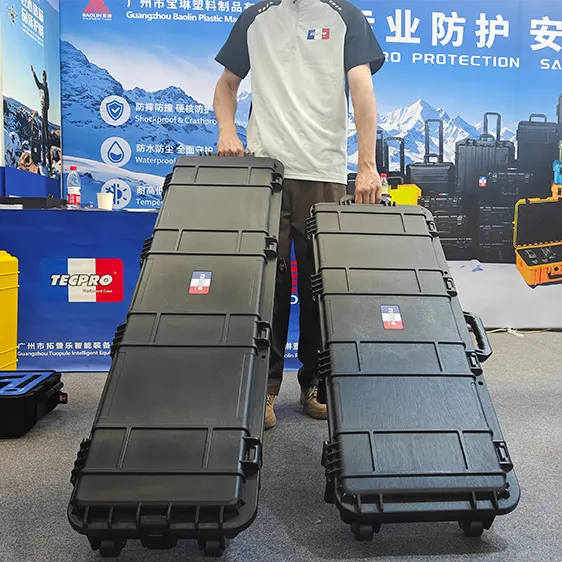 certifiedFactory Trolley IP67 Waterproof Shockproof Outdoor Rugged Protective Hard Plastic Long Case With Wheel Hunting Box Long Gun Case