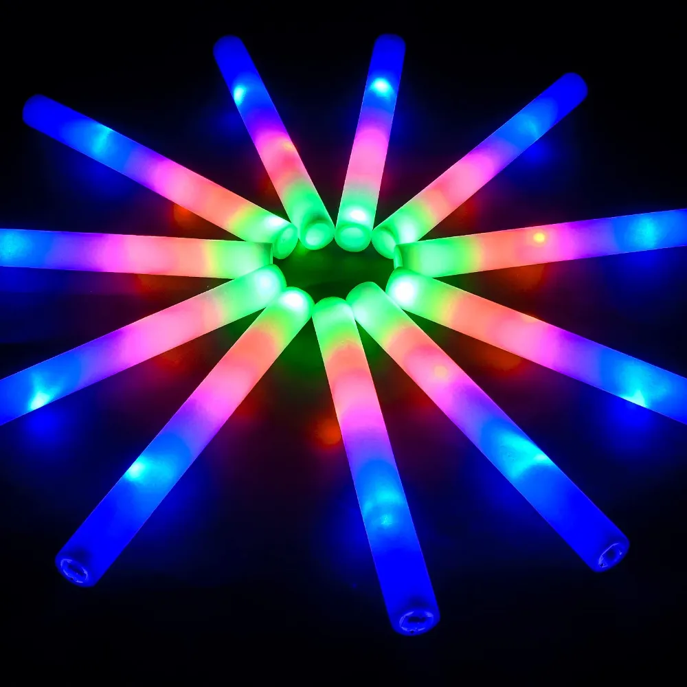certifiedFoam Glow Sticks Custom LOGO Led GLOW Foam Sticks Glow Light up Foam Christmas Cheer Sticks Wedding FavorsReorder rate 28%