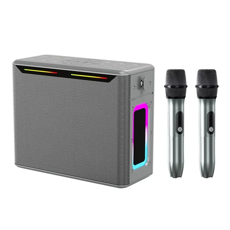 certifiedHome KTV Karaoke Machine Speaker 2 Wireless Microphones for Stereo Sound RGB Portable Party Audio System for Mobile Phone