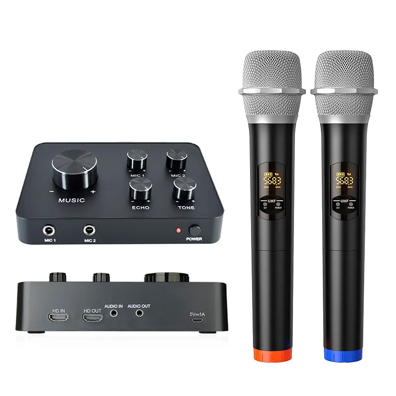 certifiedHome Theater Smart TV KTV System with 2 Wireless Mics Dual-Channel Mixer HD AUX Input/Output Plastic Karaoke SystemPKR 6,298 off shippingDelivery by 02 Dec