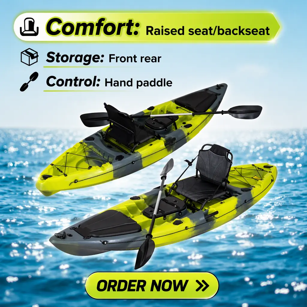 certifiedLSF Popular 2.9 Meter Plastic Kayak Fishing Kayak Boat with Accessories One Person One Seater