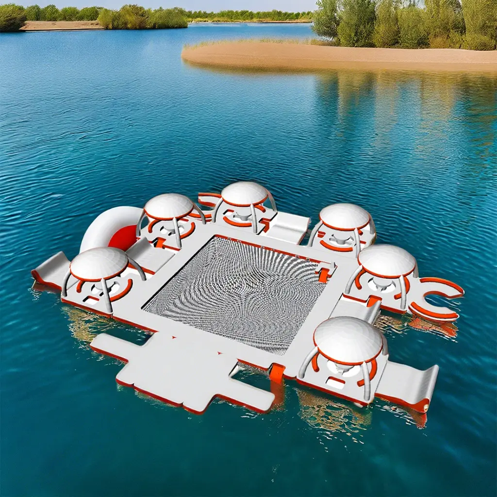 certifiedNew Design Inflatable Swim Iisland Floating Lounge Floating Raft Inflatable Foil Water Jet Ski Dock Floats Platform With TentReorder rate 16%