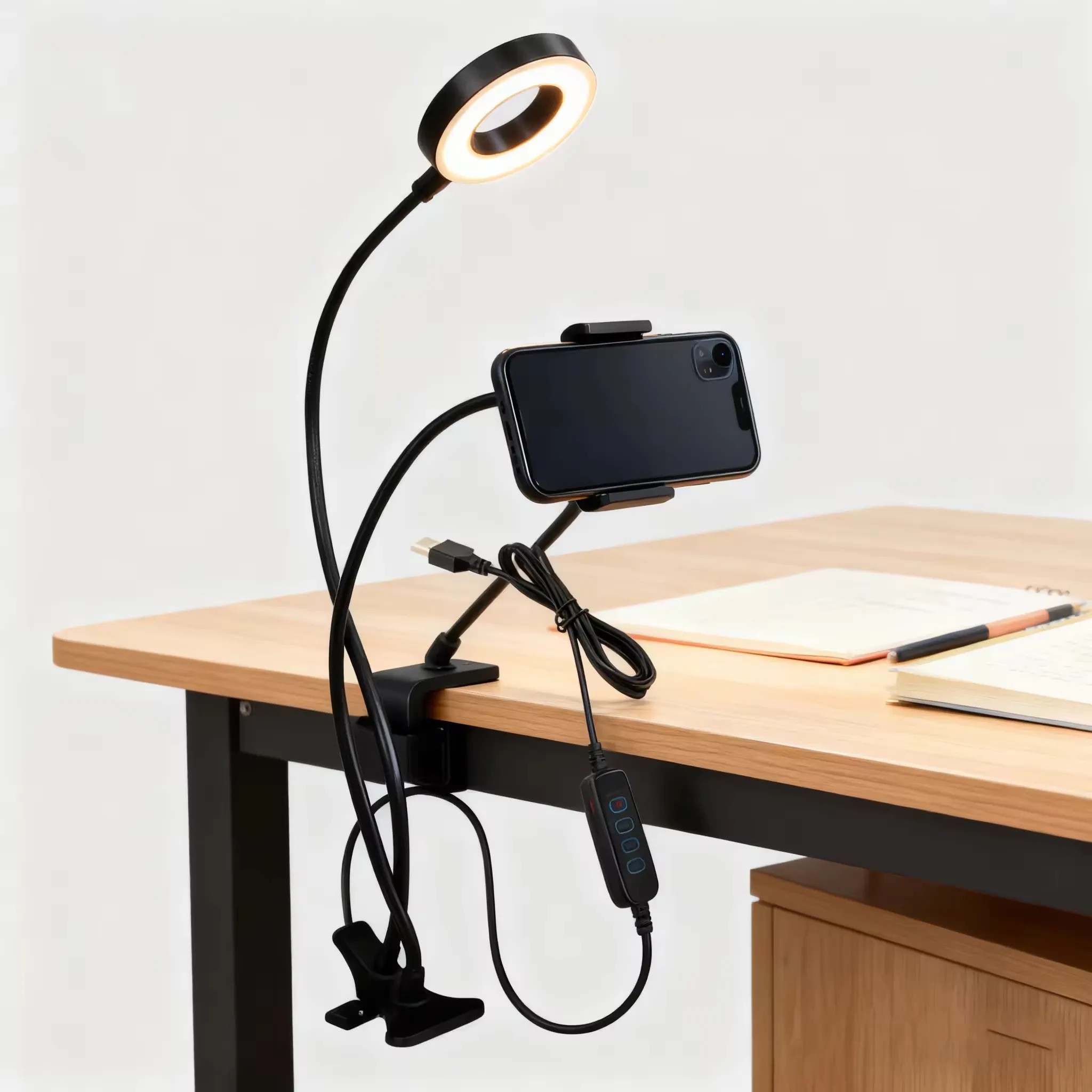 certifiedThree-in-One Ring Fill Light Microphone Clip LED Beauty Light for TikTok Live Selfie Photography