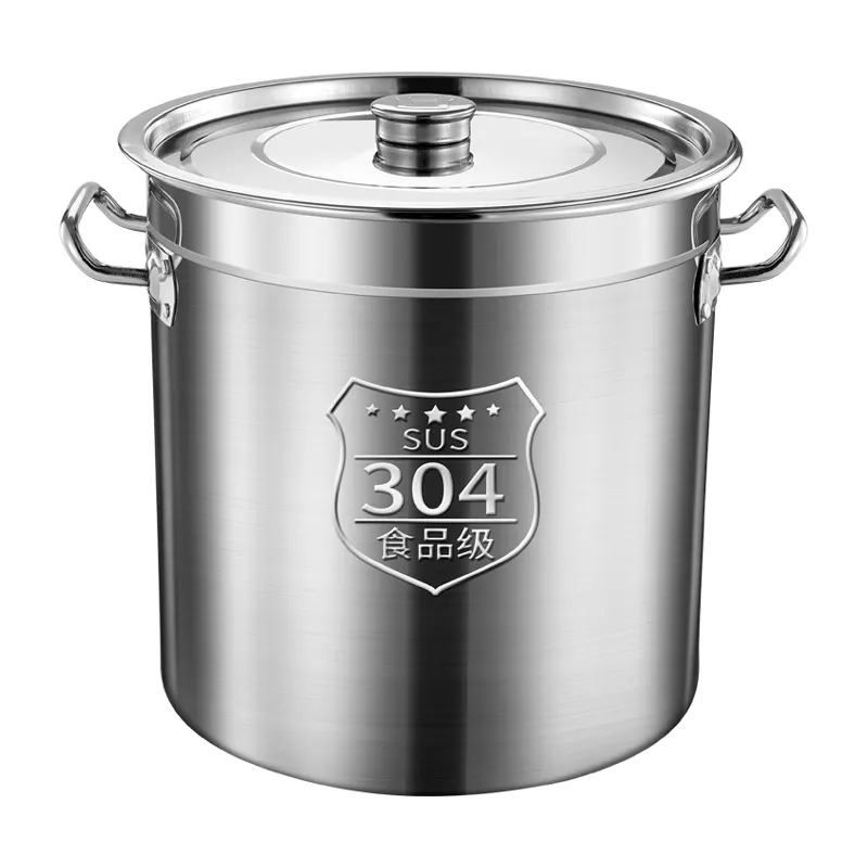 China Factory Commercial Extra Thick 304 Stainless Steel Large Capacity Soup & Stock Pots Lid Oil Barrel Use For Commercial Use
