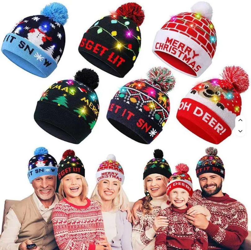 Christmas Hat With Led Lights Custom Logo Design Embroidery Cap Thick Velvet Hat Santa For Celebrating Cowboy Knit Knitted ClausPKR 6,298 off shippingDelivery by 09 Dec